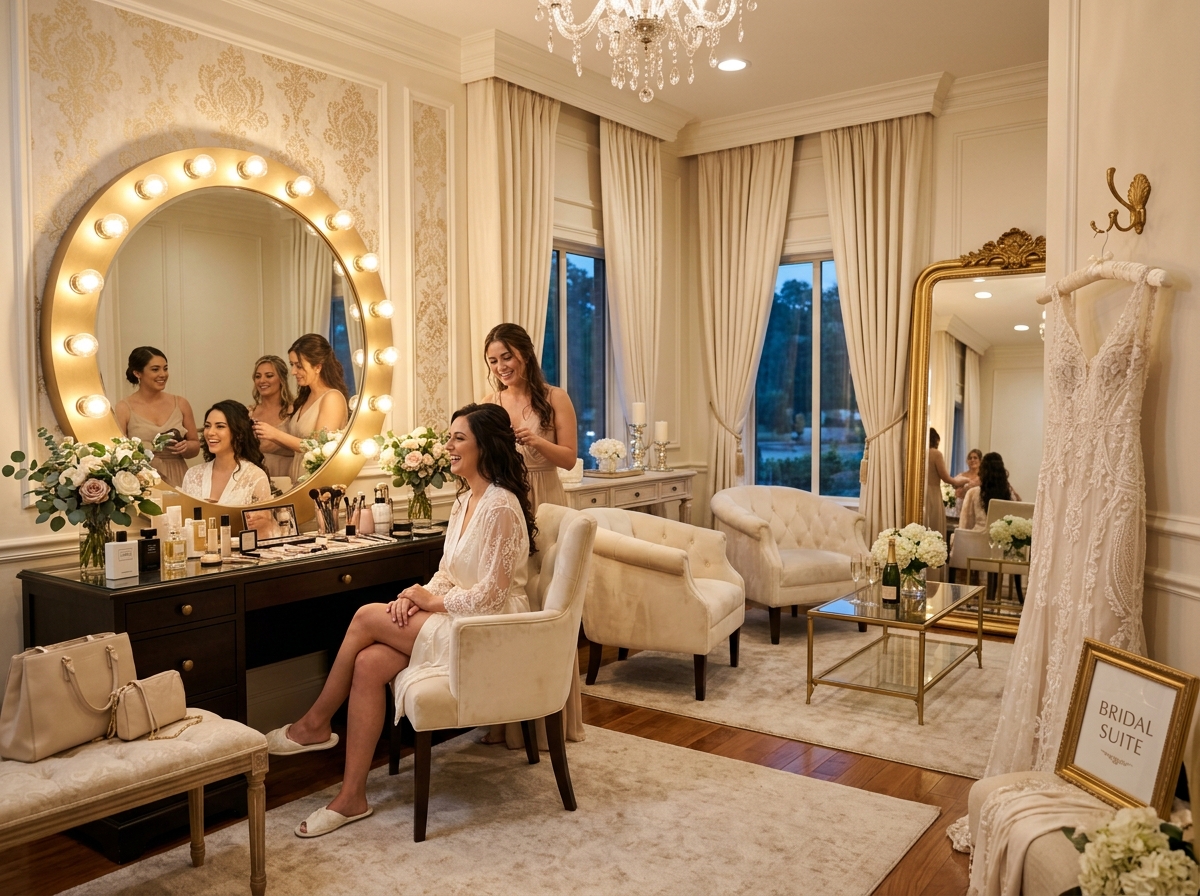 Comfortable bridal preparation room