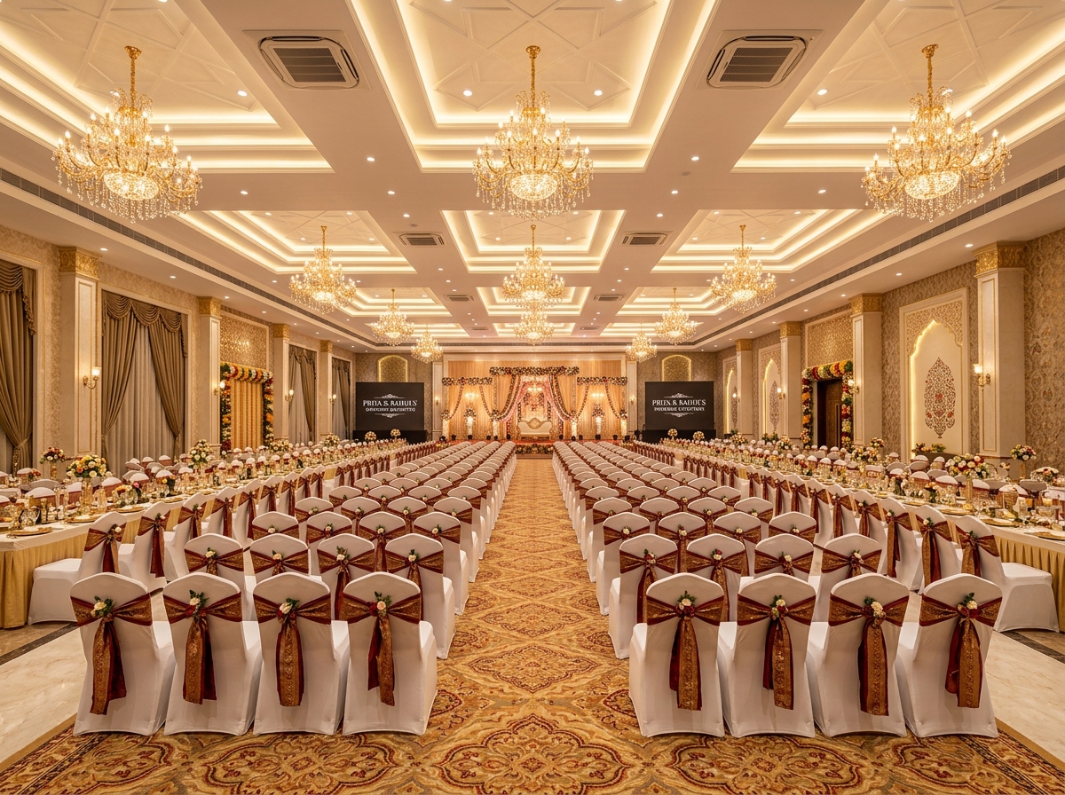 Grand entrance of Srirasthu Banquet Hall